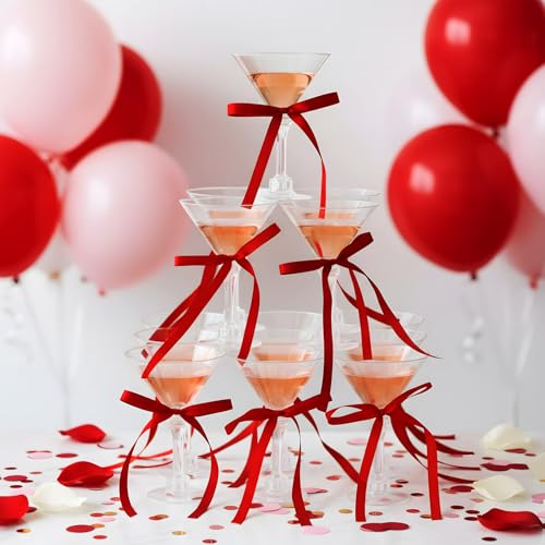 Maxdot 30 Set A Tini Bit Older Birthday Party Supplies 5 oz Espresso Martini Glasses Plastic Mini Champagne Tower with Bow...