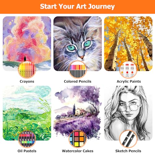 Soucolor Art Supplies, 192-Pack Deluxe Art Set Drawing Painting Supplies Kit with Acrylic Pad, Watercolor Pad, Sketch Boo...