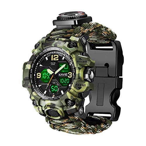 23-in-1 Survival Military Digital Watch, Mens Tactical Multi-Functional and Adjustable Wristband Outdoors Waterproof Sport...