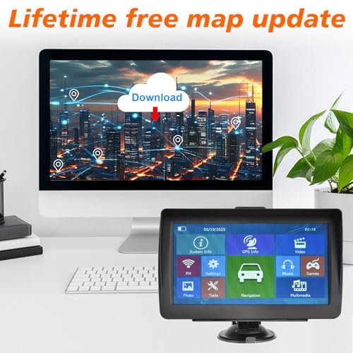 GPS Navigator for Car2025 Latest 7-Inch Lifetime Free North America Map Updates, Speed Limit Alerts, and Red Light Camera ...