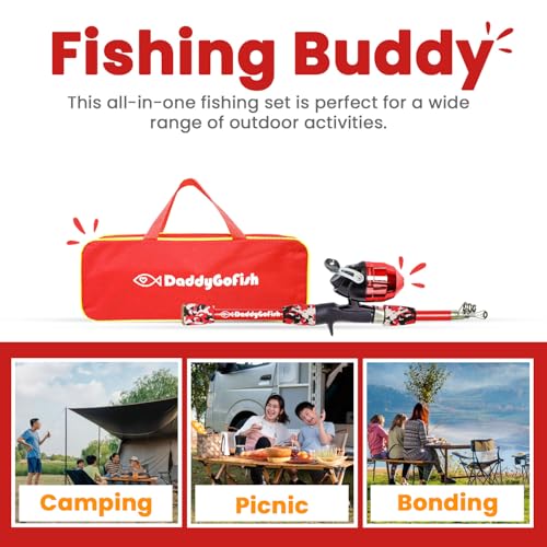 DaddyGoFish Kids Fishing Pole - Rod Reel Combo Tackle Box Starter Set - First Year Small Gear Kit for Boys Girls Toddler Y...