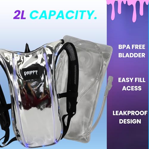 LED Hydropack Rave Hydration Backpack – Festival, Hiking, & Running for Women & Men - 2 Liter Leakproof Bladder – Anti-The...