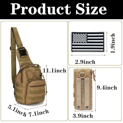 LUYEJKO Tactical Sling Bag for Men，Tactical Shoulder Bag，Small Tactical Bag for Men (Khaki)