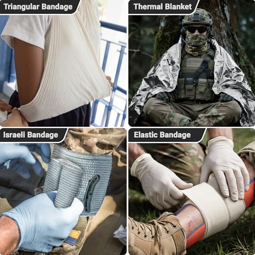 IFAK Trauma Kit with Tourniquet, 4-Inch Israeli Bandage, Tactical First Aid Kit for Car, Camping, Hiking and Travel with M...
