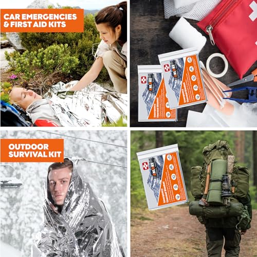 ANLOKE Emergency Blankets Mylar Thermal Blanket-(5 Pack) of Gigantic Space Blanket 82 * 64 in. Survival Blankets Heavy Dut...