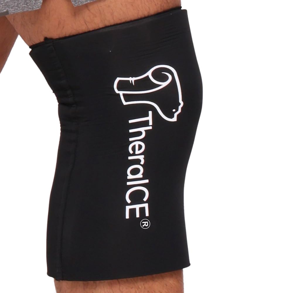 TheraICE Knee Ice Pack Wrap Compression Sleeve for Injuries, Reusable Gel Cold Packs Brace Also for Elbow, Ankle & Calf - Flexible Cold Wrap Recovery for Meniscus, ACL, MCL Pain Relief
