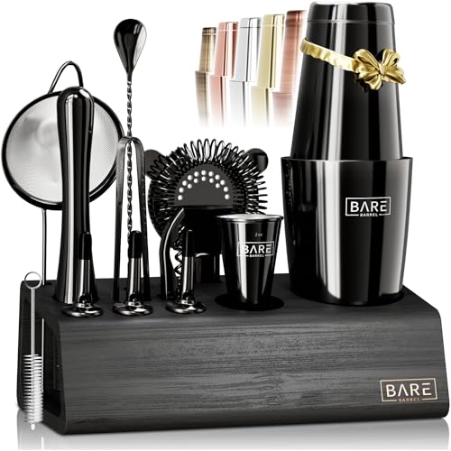 BARE BARREL® Mixology Bartender Kit Bar Set | 14-Piece Cocktail Shaker Set | Martini Barware Mixing Tools for Home Bartend...