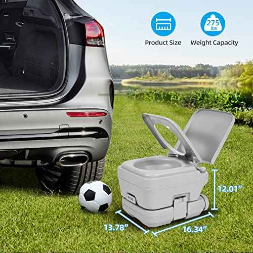 YITAHOME 2.6 Gallon Portable Toilet for Camping, RV Travel Potty with Press Flush Pump, Anti-leak Seal Ring for Travel, Boating, Hiking, Trips