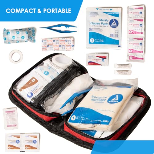 Primacare KB-7411 45 Piece Personal First Aid Kit, 6"x4"x1", with Emergency Medical Supplies, Pocket Size Essential Travel...