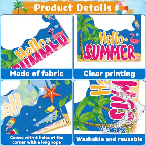 Summer Pool Party Decorations Beach Palm Photo Booth Props Hello Summer Banner Hawaiian Party Backdrop Tropical Party Supp...