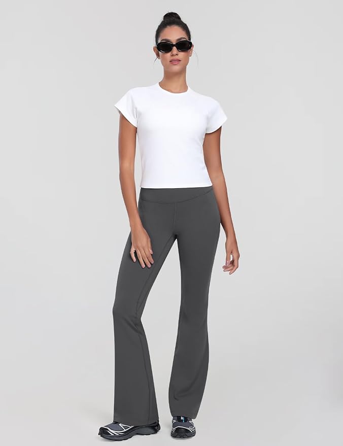 HeyNuts Harmony Flare Leggings 29"/30.5"/32.5"/34.5", High Waisted Tummy Control Wide Leg Bootcut Yoga Pants Lounge Soft