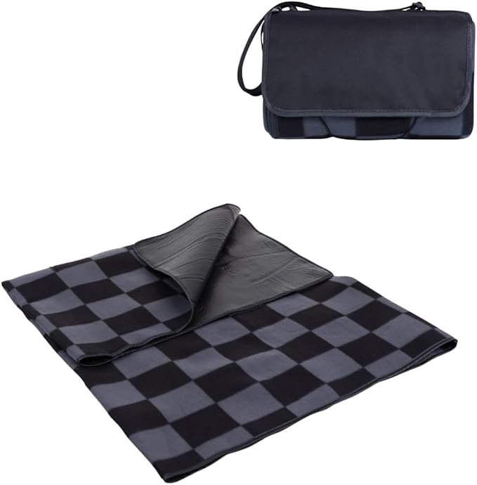 Picnic TIME Outdoor Picnic Blanket Tote, 59"x51" Foldable Beach & Camping Blanket with Soft Fleece, Water-Resistant Botto...