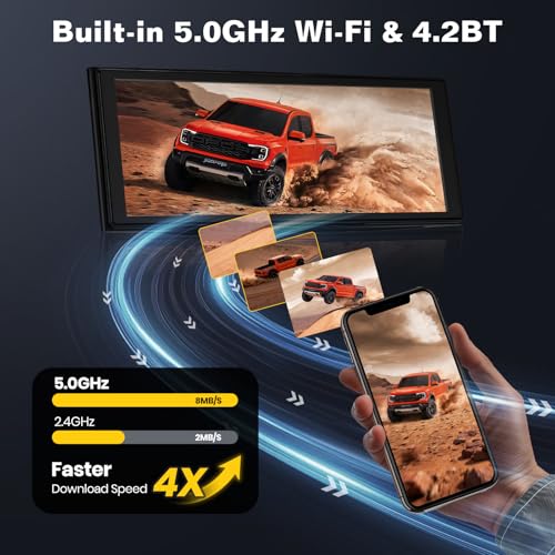 Stihoze 10.26'' Wireless CarPlay Screen for Car with 4K Dash Cam & 1080P Backup Camera, Apple Car Play & Android Auto Car ...