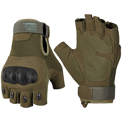 KEMIMOTO Fingerless Tactical Gloves for Men, Motorcycle Gloves for Outdoor Work Sports, Fingerless Cycling Gloves for Hunt...