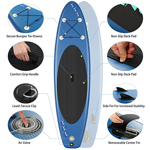ANCHEER iSUP Inflatable Stand Up Paddle Board with Carry Bag, Floating Paddle, Coil Leash, and Repair Kit with 265 Pound C...