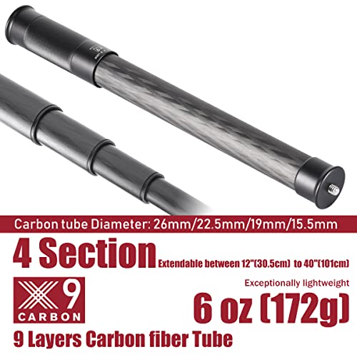 SHINEWEE Carbon Fiber Extension Pole – 4-Section Fast Twisting Lock Design | 1/4" Screw Mount for Camera, Phone, Gimbal & ...