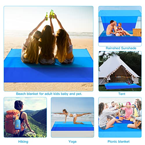 BYDOLL Beach Blanket Waterproof Sandproof 78''×81'' 1-5 Adults Oversized Lightweight Large Picnic Mat Waterproof Sandproof...