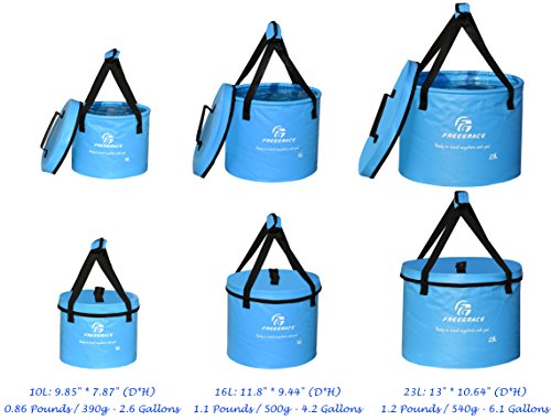 Premium Collapsible Bucket by Freegrace - Compact Portable Folding Water Container - Lightweight & Durable - Includes Hand...
