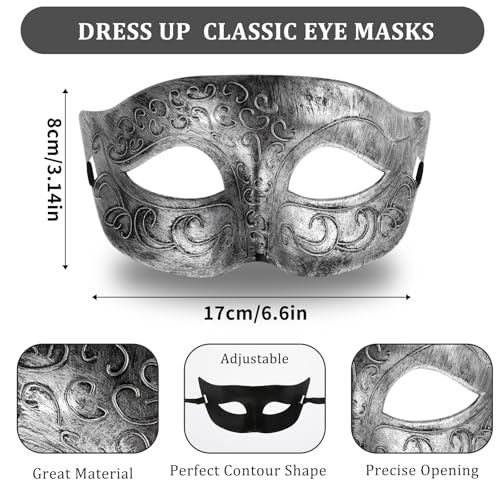 Gjinxi Masquerade Mask for Men Venetian Vintage Retro Carnival Cosplay Character Half Masks Party Halloween Mardi Gras