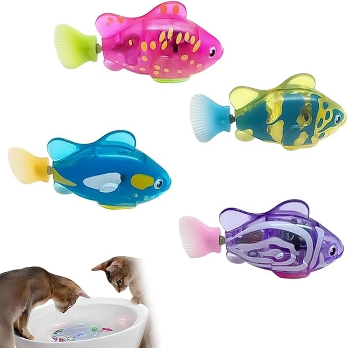 Swimming Fish Toy for Cats,Glowing Waterproof Cat Water Toy with Adjustable Speed and Realistic Motion,Twist Tail in a Lif...