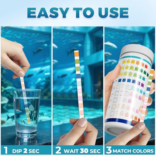 BACNUNN Aquarium Test Strips: 200CT 9 in 1 Quick & Accurate Fish Tank Water Testing Kit for Freshwater Pond Testing Nitrat...