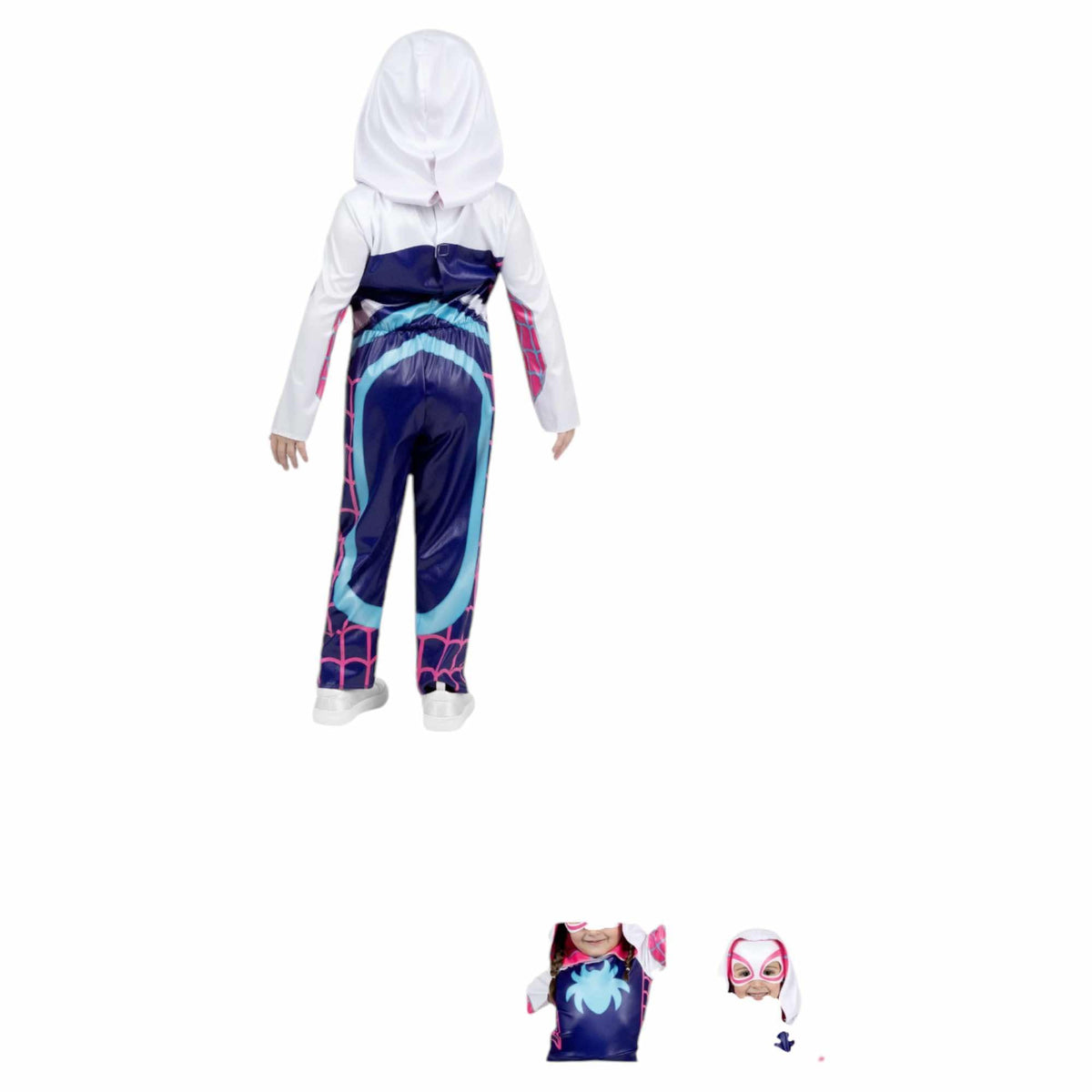 Jazwares GHOST-SPIDER Gwen Stacy Marvel Spidey & His Amazing Friends Halloween Costume with Hooded Jumpsuit & Fabric Mask (TODDLER 2T)