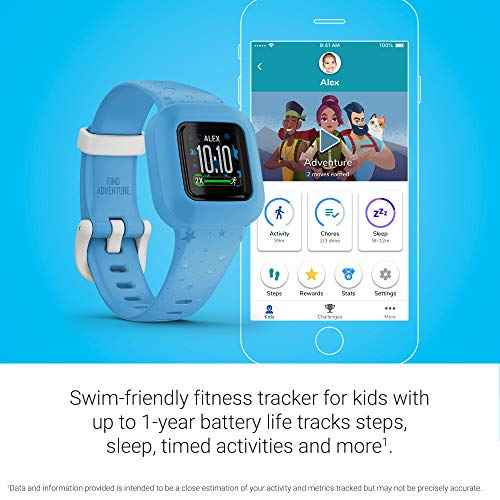 Garmin vivofit jr. 3, Fitness Tracker for Kids, Includes Interactive App Experience, Swim-Friendly, Up to 1-Year Battery Life, Blue Stars