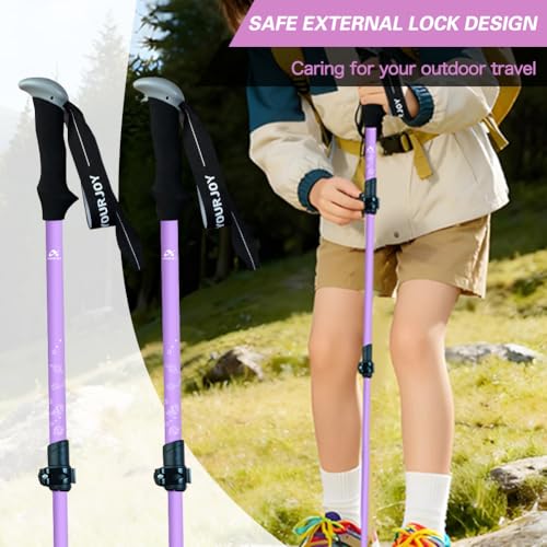 Yourjoy Hiking Trekking Poles, 2 Pack Anti Shock, Adjustable, Collapsible Hiking Poles for Trekking or Walking, Lightweigh...