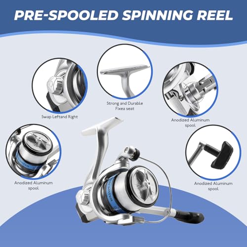 Telescopic Fishing Rod and Reel Combo, 2PCS 5.9FT Collapsible Fishing Pole Set with Pre-Loaded Spinning Reel Lures and Car...