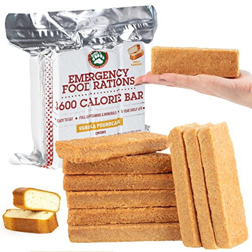 Grizzly Gear Emergency Food Rations- 3600 Calorie Bar (Vanilla Poundcake) - 3 Day, 72 Hour Ready To Eat Supply For Disaste...