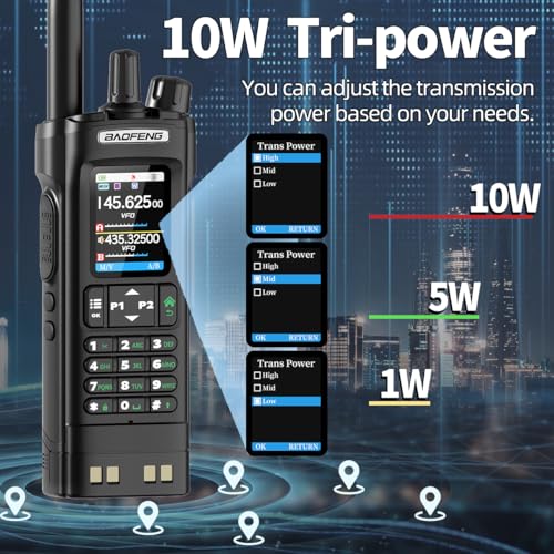 BAOFENG UV-32 Ham Radio Long Range 10W Rechargeable Walkie Talkies UV32 5RM Handheld Two Way Radio NOAA Weather Radio with...