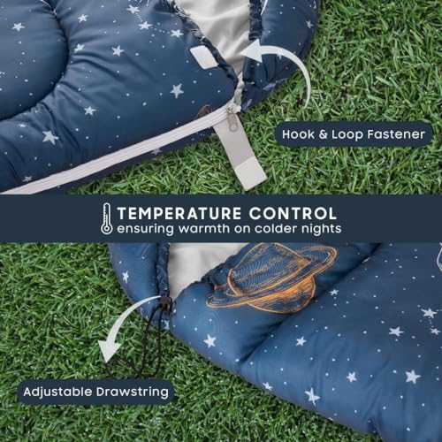 Wake In Cloud - Kids Sleeping Bag for Boys Toddlers, Camping in Warm Cold Weather, Backpacking Lightweight Compact Outdoor...