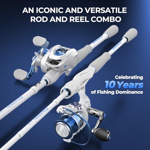 KastKing Centron Lite Fishing Rod and Reel Combo, IM6 Graphite 2Pc Blanks, Stainless Steel Guides with Ceramic Rings, Cont...