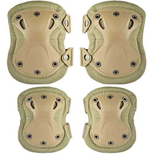 Professional Tactical Combat Knee and Elbow Protective Pads Sets Advanced Tactical Gear Set for Airsoft Paintball Hunting ...