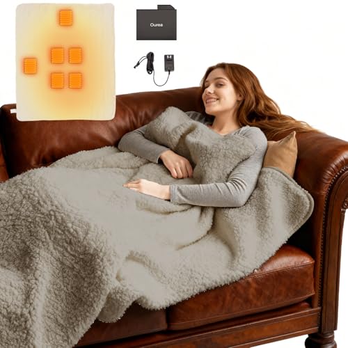 Ourea Portable Blanket, Cordless Heating Blanket for Indoor Outdoor Use, Soft Warm Cozy Gift for Family