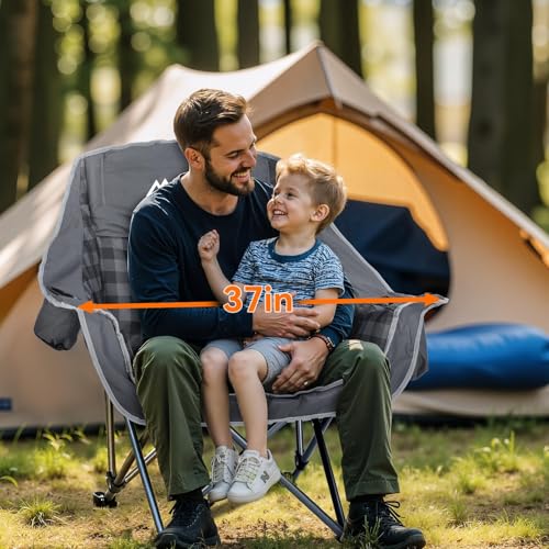 Huskfirm Oversized Camping Chair Padded Camping Chairs Heavy-Duty Foldable Camping Chairs with Cup Holder and Cooler Bag P...