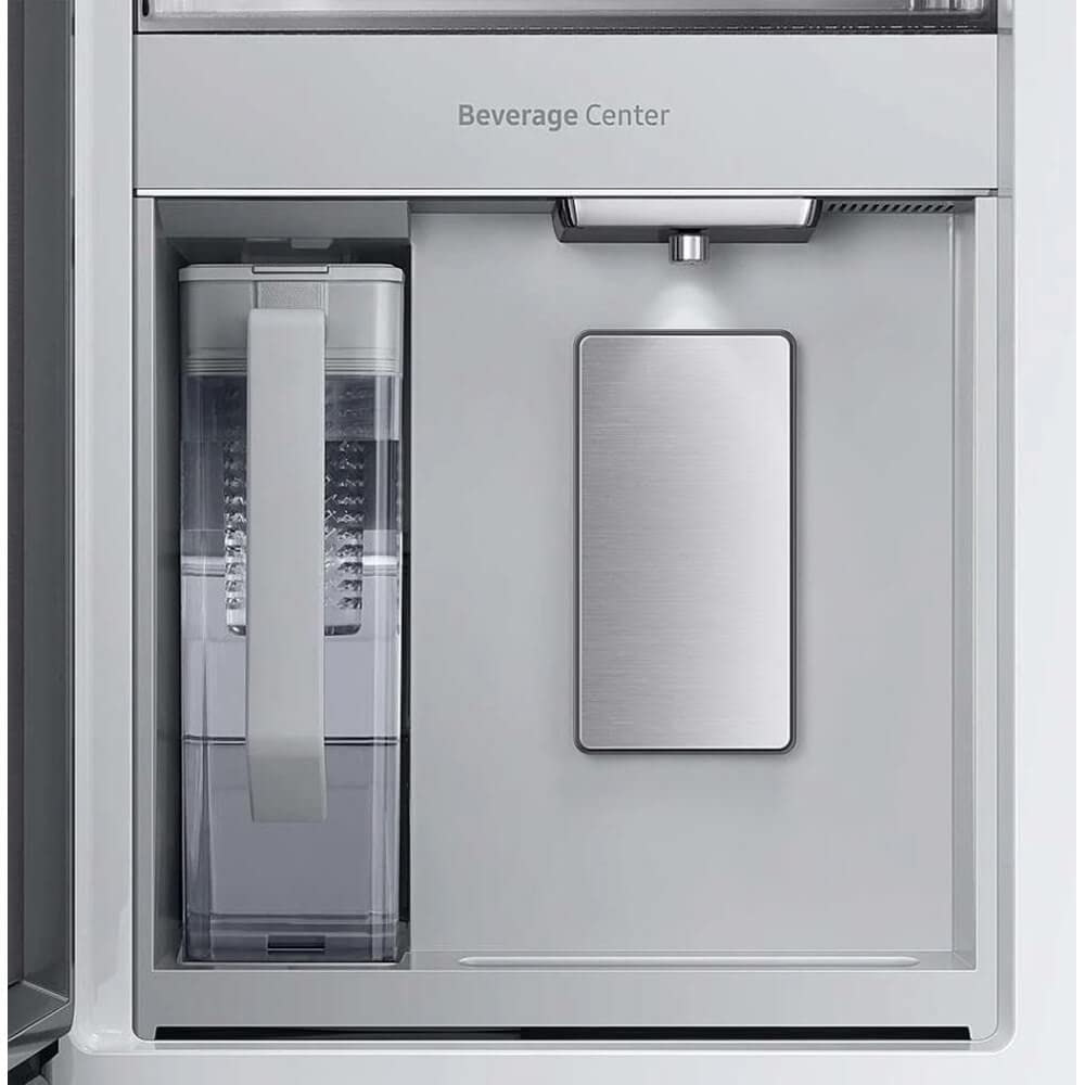 Samsung 29 Cu. Ft. Bespoke 4-Door French Door Refrigerator with Beverage Center, White Glass, RF29BB860012AA