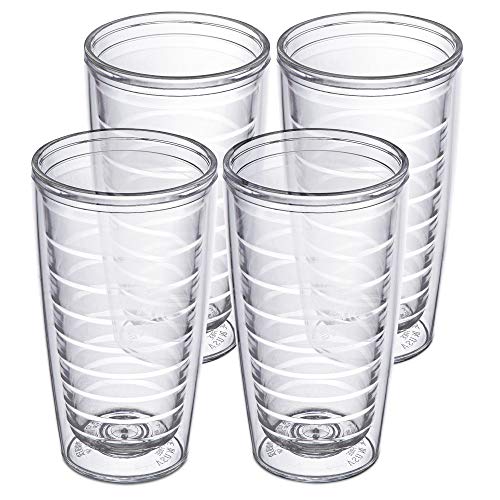 Homestead Choice 16oz Insulated Tumblers Plastic Keeps Drinks Cold & Hot, 4pack Double Walled Clear Insulated Drinking Gla...
