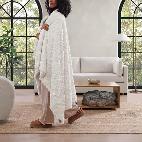 UGG Adalee Faux Fur Throw Blanket Luxury Lightweight Cozy Soft Throw for Couch Bed or Chair Hypoallergenic Machine Washabl...