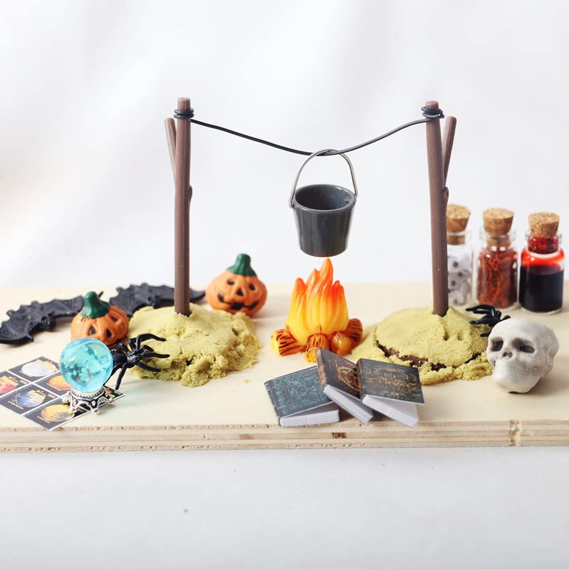 SXFSE Dollhouse Decoration Accessories, 1:12 Dollhouse Ornament Mini Halloween Horror Decoration Set