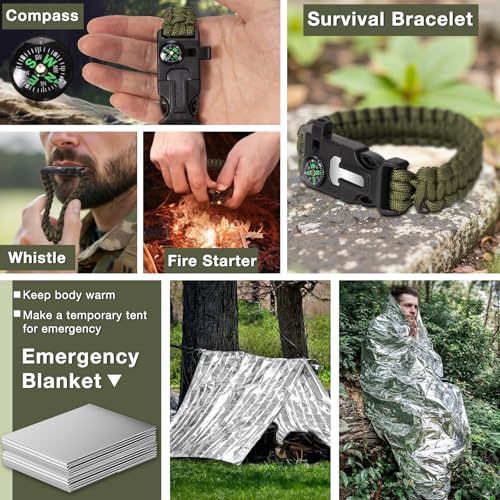 Survival Kits, Hiking and Camping Essentials, Emergency Survival Gear, Gifts for Men, Gifts for Dad, Husband, Teenagers, C...