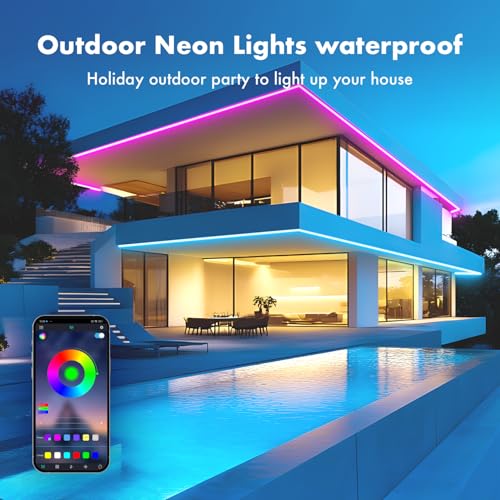 SILFU Neon Rope Lights, 50FT RGB Led Strip, Waterproof IP67, DIY Design, Music Sync, 44 Keys Remote Control, Multiple Mode...