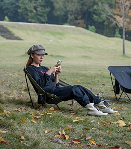 iClimb 1 Ultralight Compact Low Folding Chair and 1 Anti-Sinking Large Feet Chair Bundle, for Adults Outdoor Backpacking H...