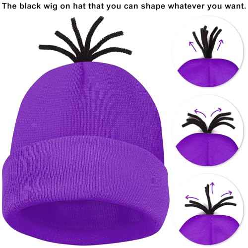 5 Pcs Halloween Costume Women Adults,Purple Beanie/Goggles/Tutu Skirt/Suspenders/Gloves Halloween Costume Accessories