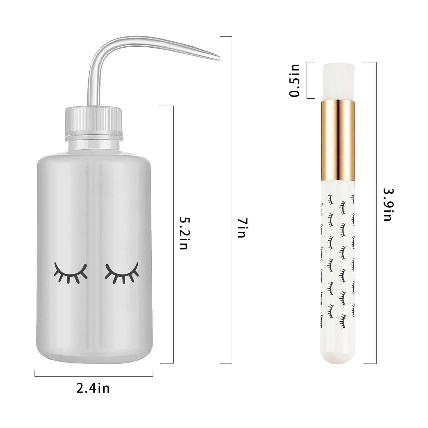 Mekupeu 3 PCS Lash Shampoo Brush Sets with 1pcs 250 ML Plastic Satety Lash Tatoo Wash Bottles 2PCS Nose Blackhead Facial Cleanin