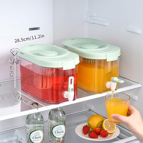 Fridge Drink Dispenser, Cold Water Pitcher Beverage Container with Spigot, Lemonade Stand Tea Juice Jug with Fruit Infuser...