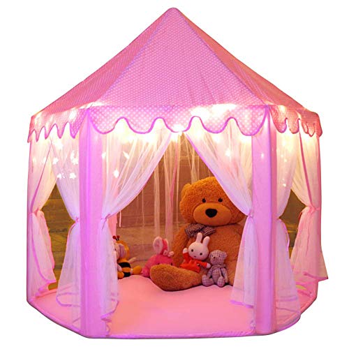 Monobeach Princess Tent Girls Large Playhouse Kids Castle Play Tent with Star Lights Toy for Children Indoor and Outdoor G...