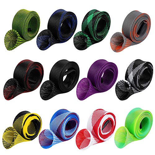 12Pcs Rod Sock Fishing Rod Sleeve, Cover Braided Mesh Rod Protector Pole Gloves Fishing Tools. Flat or Pointed End/Spinnin...