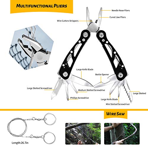 ANTARCTICA Emergency Survival Gear Kits 60 in 1, Outdoor Survival Tool with Emergency Bracelet Whistle Flashlight Pliers P...