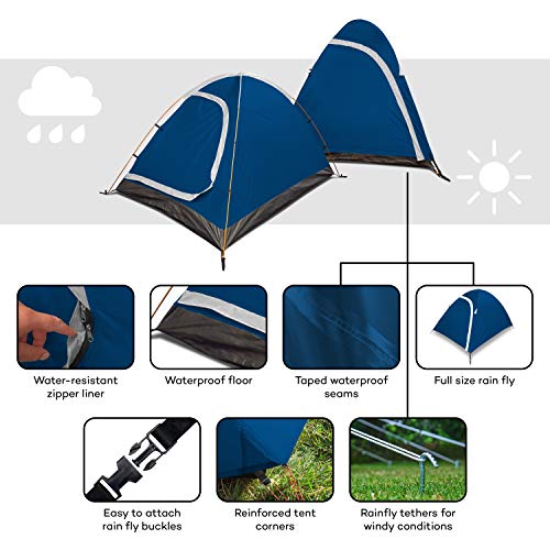 REVALCAMP Two Person Tent - Waterproof & Windproof 4 Season Tents for Camping, Backpacking & Hiking - Durable & Easy to Se...